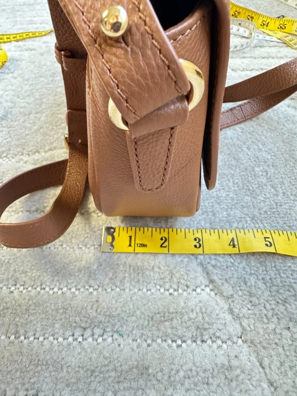 Trent Nathan Violetta Genuine Leather Tan Crossbody Saddle Bag